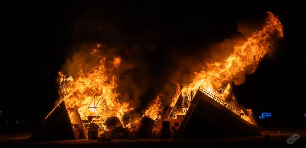 Titanic's End burning at Burning Man 2026