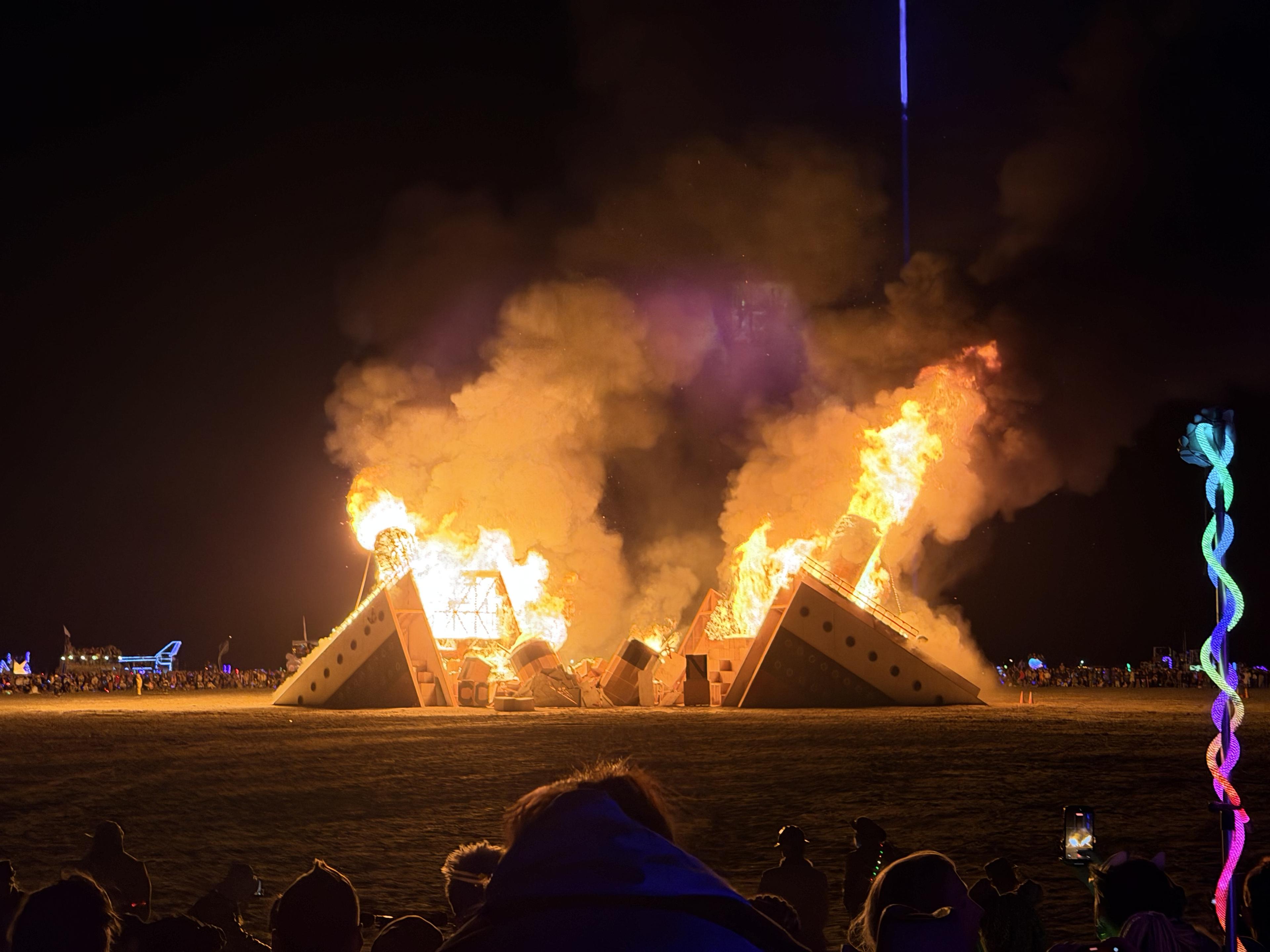 The Titanic's End burn during Burning Man 2026